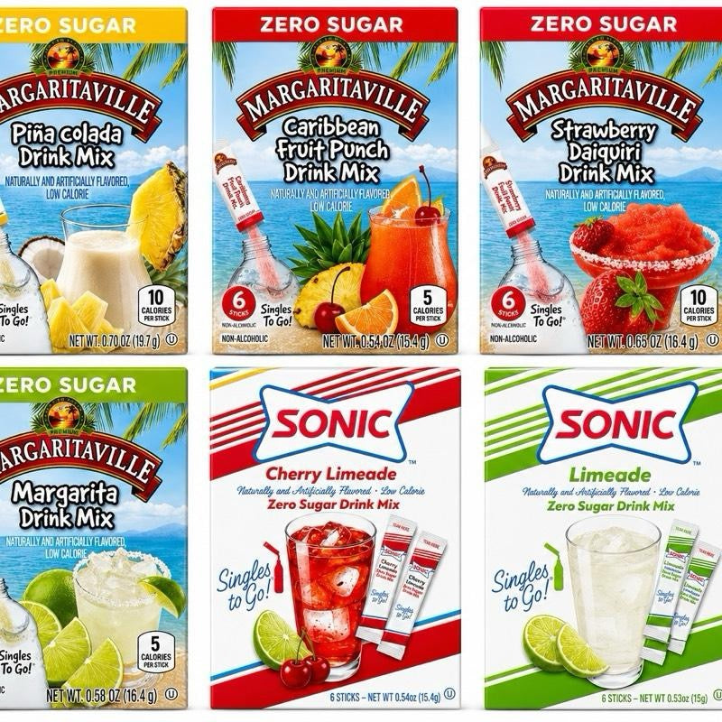 American Drink Beverage Mix Range Zero Sugar Margaritaville & Sonic Flavours Amazing Mixed Taste From Brands You Love Non-Alcoholic Beverages
