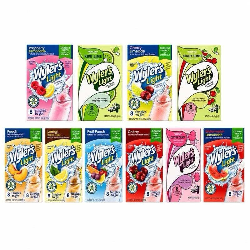 Wylers Light American Drink Mixes - 8 Singles Per Pack - Refreshing Sugar-Free Beverages - Perfect for Any Occasion