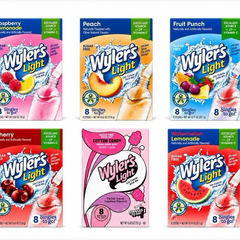 Wylers Light American Drink Mixes - 8 Singles Per Pack - Refreshing Sugar-Free Beverages - Perfect for Any Occasion