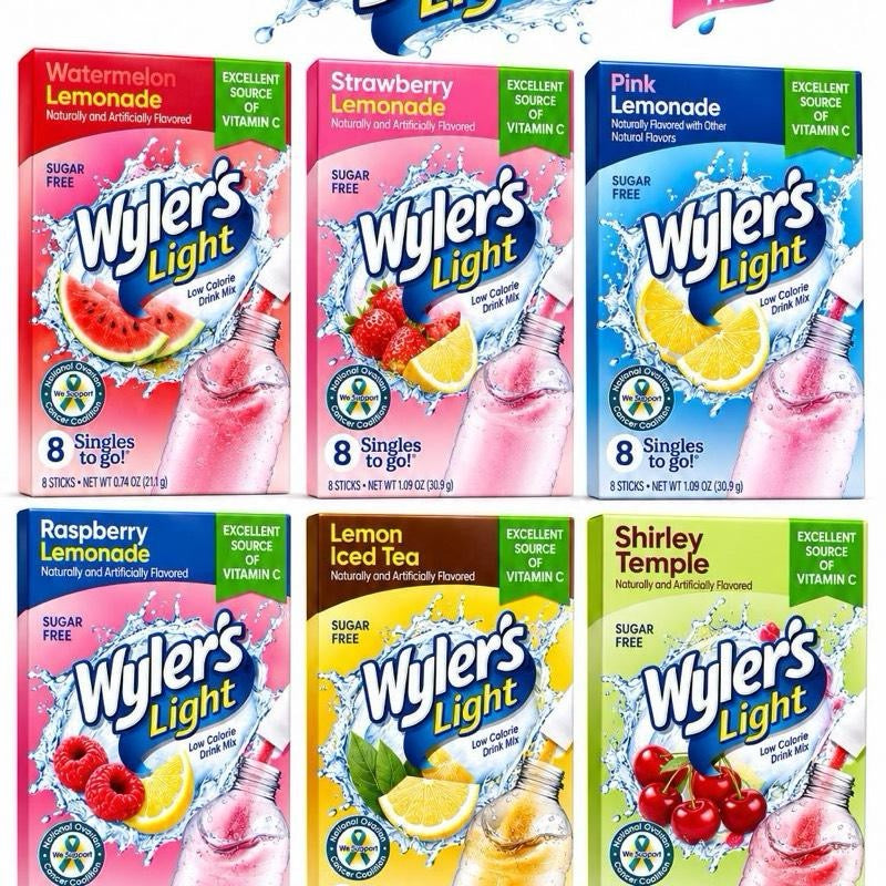 Wylers Light American Drink Mixes - 8 Singles Per Pack - Refreshing Sugar-Free Beverages - Perfect for Any Occasion