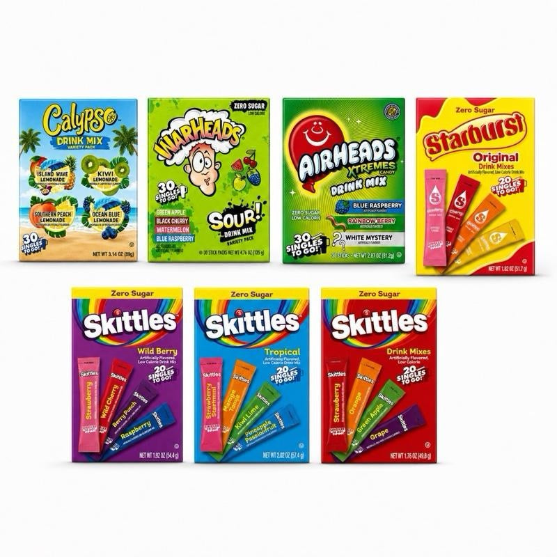 Mixed American Drink Mixes - Amazing Refreshment From Amazing Brands Zero Sugar Skittles & Starburst Beverages