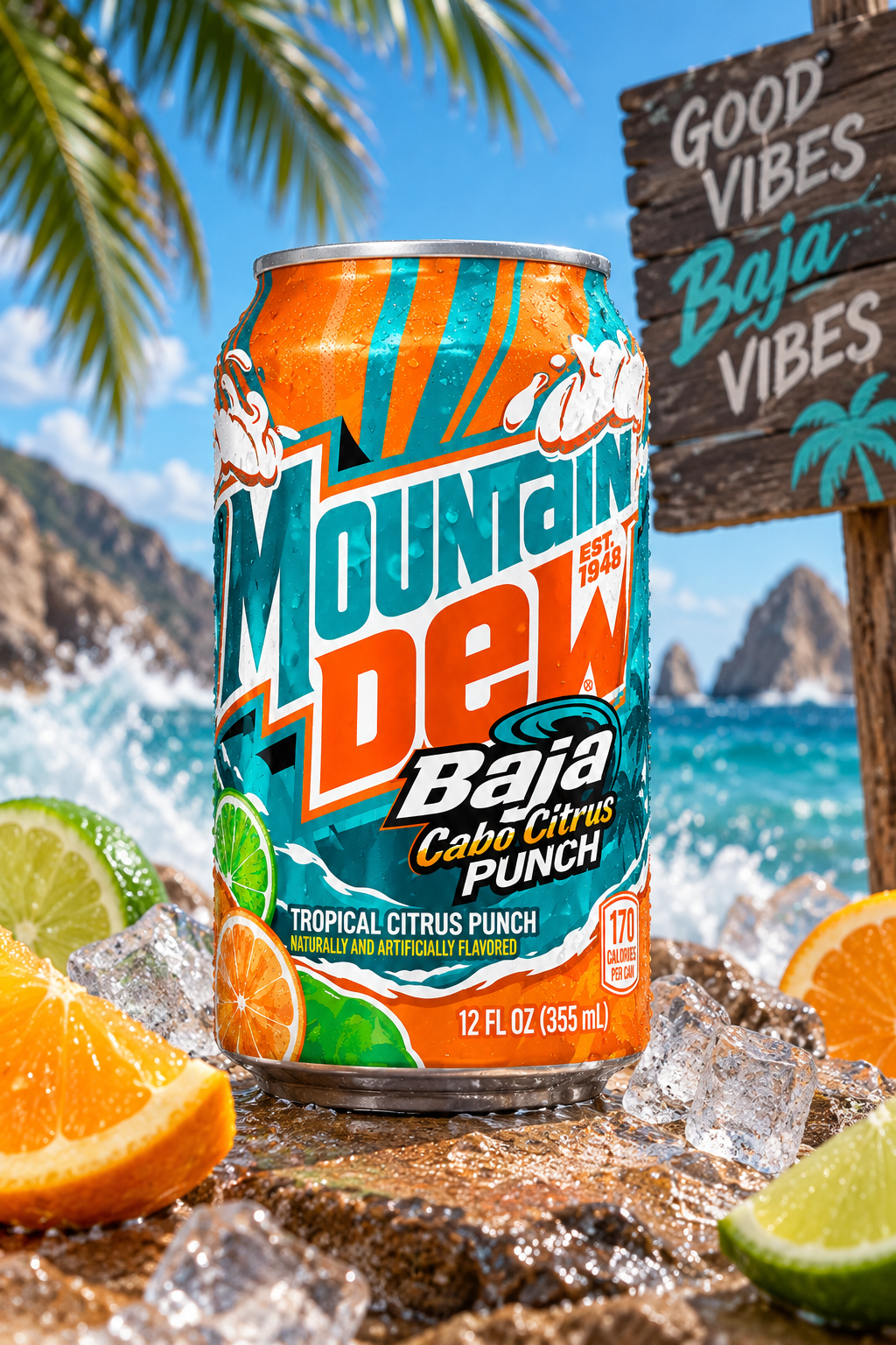Mountain Dew Baja Cabo Citrus Tropical Citrus Punch – 355ml 🇺🇸
