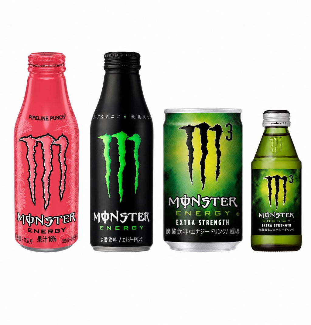 Japanese Energy Drink Range - Imported Japanese Monster And Redbull Extra Strength Sport Beverages. Cans And Bottles!