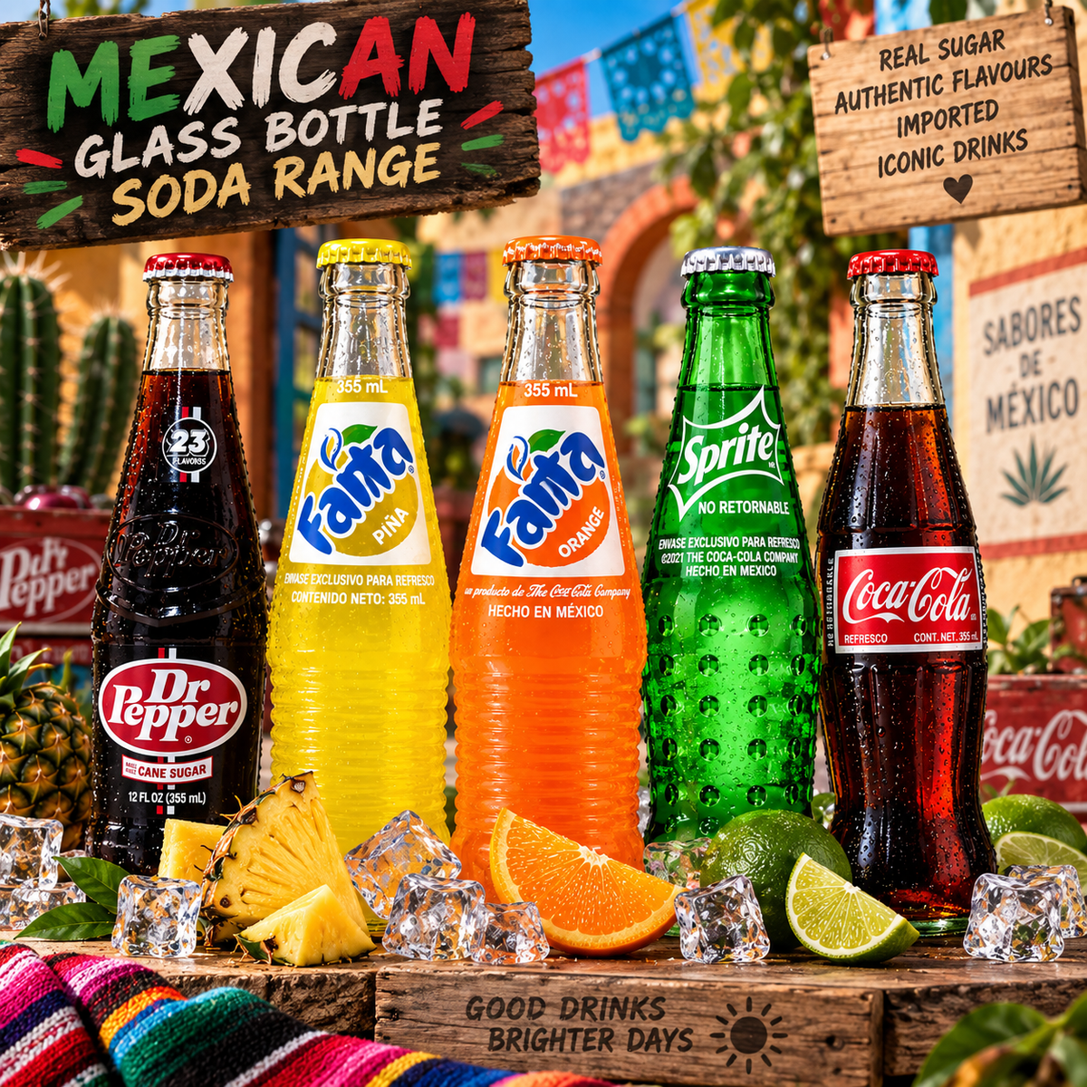 Mexican & Imported Glass Bottle Soda Range – Coca-Cola, Fanta, Sprite & Dr Pepper