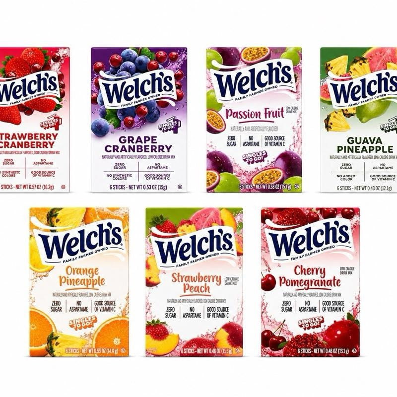Welch's Drink Singles to Go Low Calorie Drink Mix Naturally and Artificially Flavored Zero Sugar No Aspartame Good Source of Vitamin C