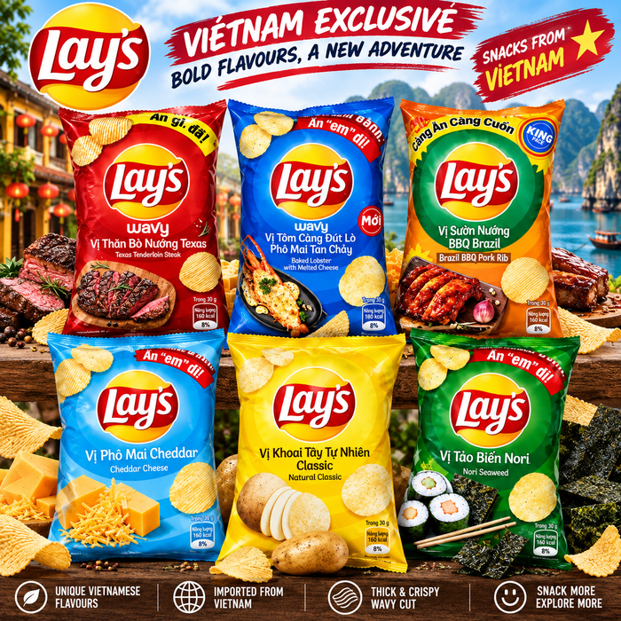 Lay’s Vietnam Exclusive Wavy Crisps – Imported Flavours Range 🇻🇳🥔