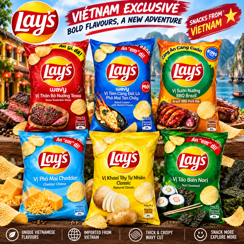 Lay’s Vietnam Exclusive Wavy Crisps – Imported Flavours Range 🇻🇳🥔-1