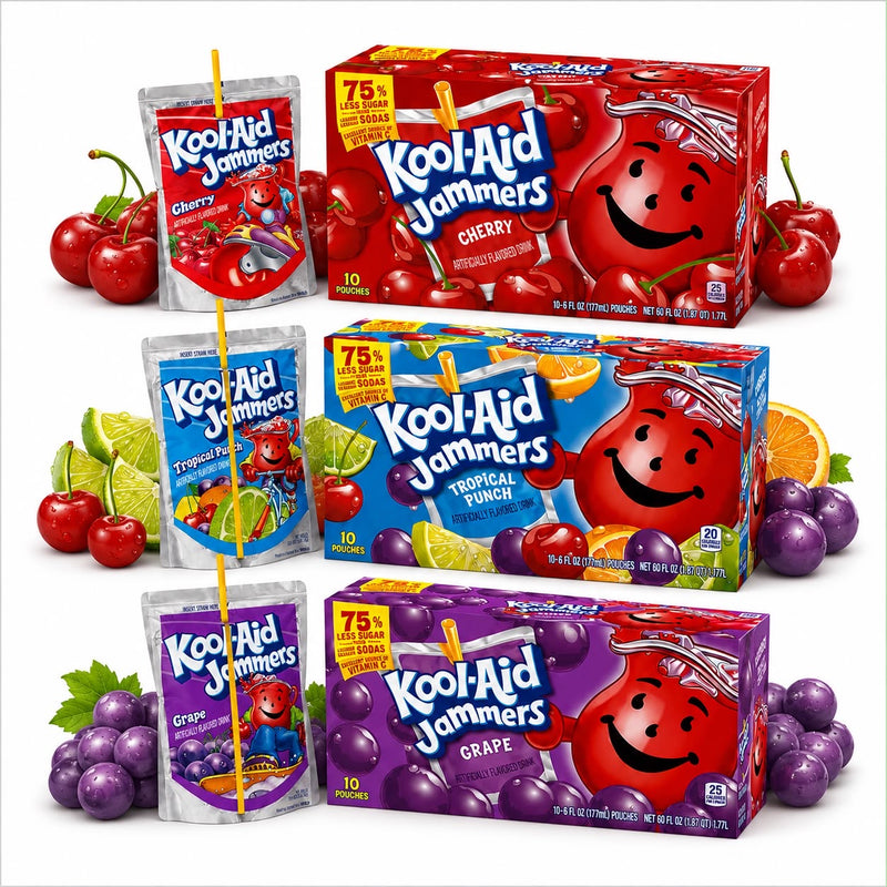 Kool-Aid Jammers low sugar American drink pouches – imported & delivered in the UK by SugarPlug