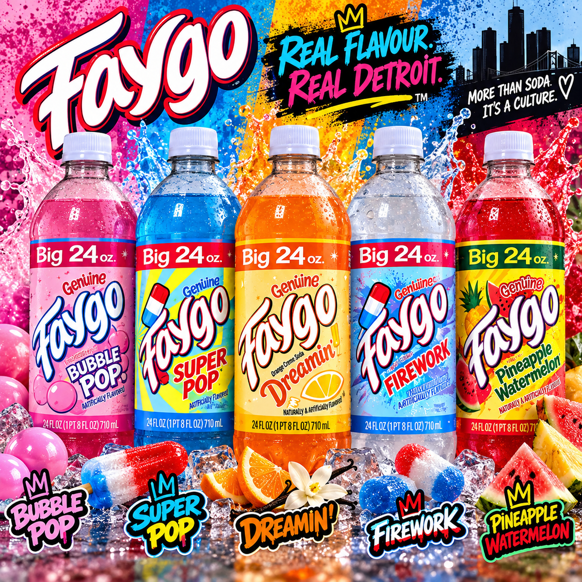Faygo American Drinks Bigger 24oz Bottles