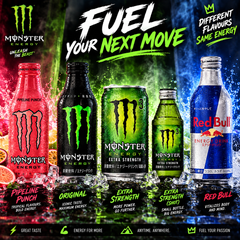 Japanese Energy Drink Range - Imported Japanese Monster And Redbull Extra Strength Sport Beverages. Cans And Bottles!-1