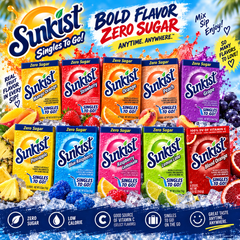 Sunkist Singles to Go! Zero Sugar Mango Orange Strawberry Peach Lemon Lime Blood Orange Beverages 6 Sticks 0.51 oz Each-1