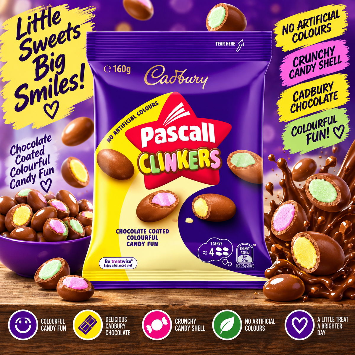 Cadbury’s Pascall Clinkers 160g Australian TikTok Viral Chocolate Candies - Guess The Colour Inside!!