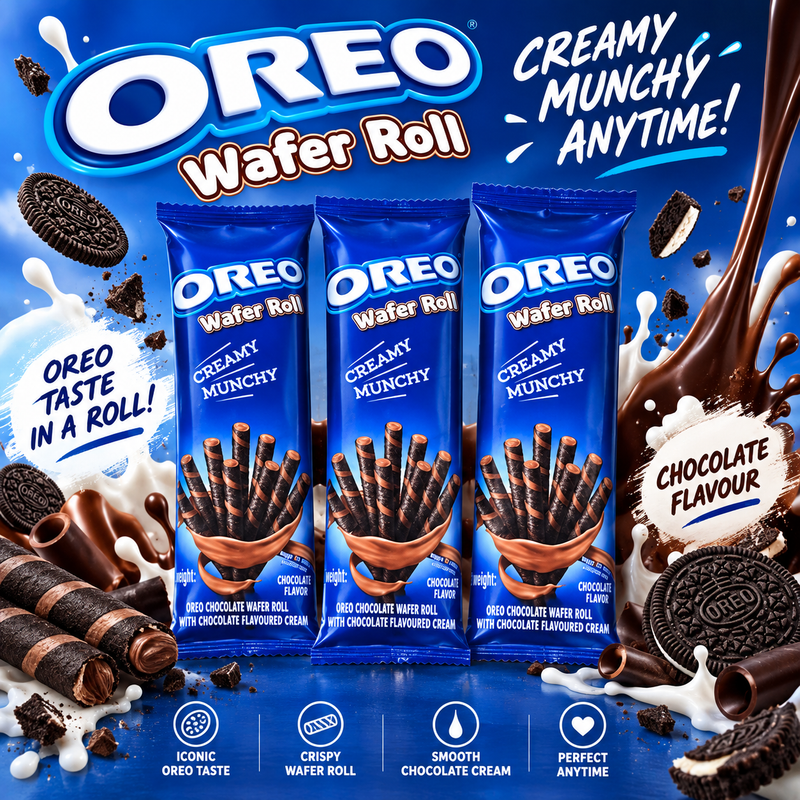 Oreo Wafer Roll - Chocolate - 54g - 3 Go Packs-1